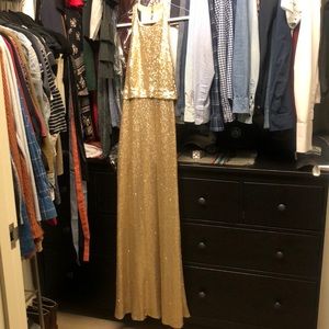 Jenny Yoo Gold Sequin Long Dress